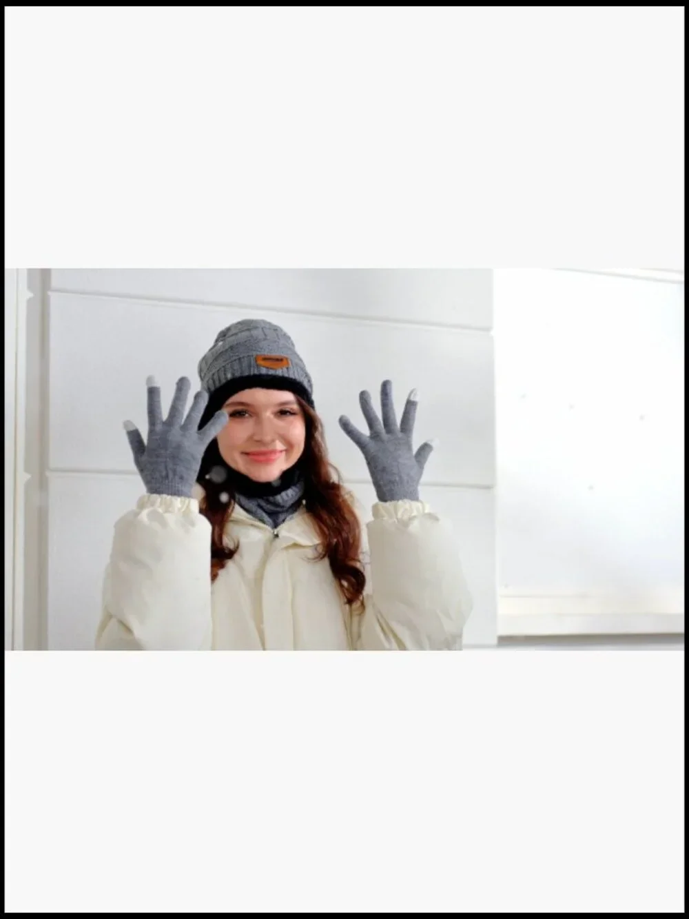 Winter Hat Gloves Scarf Set with Touchscreen Gloves and Fleece Neck Warmer